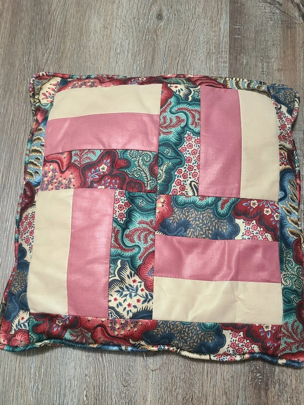 Vintage Waverly Fabric Village Quilt Design Decorative Pillows- Lot of 3